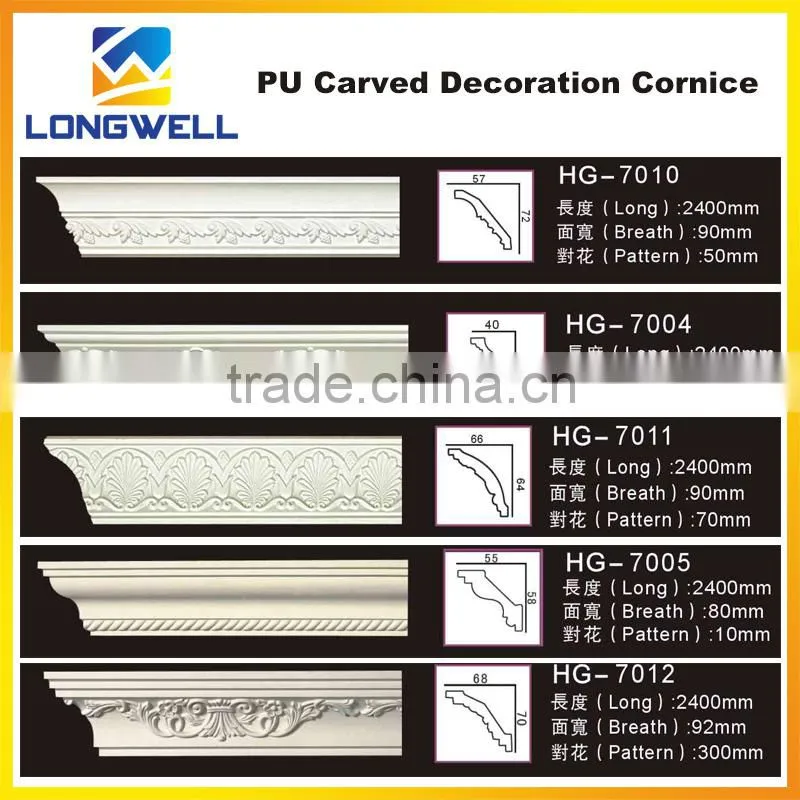 High-Density Polyurethane Decoration Products / PU Cornice / PU Moulding