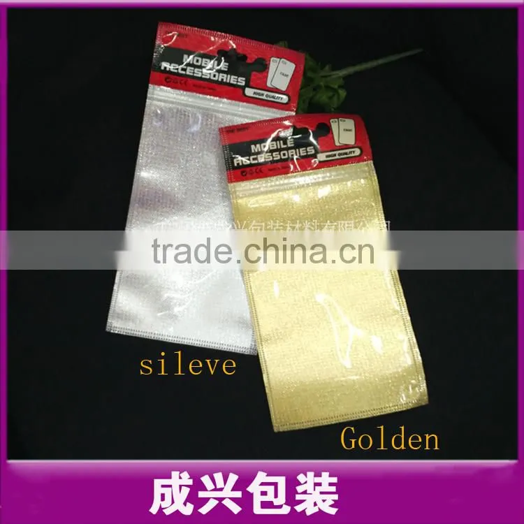 packing bag for mobile phone case heat seal with upper zip fabric zipper bag and printing plastic header