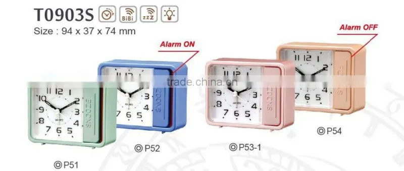 Pinky color square shape touch push light Alarm clocks
