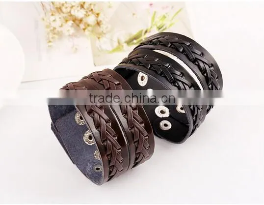 2016 Hot-selling Unisex Punk style Vintage leather Bracelet