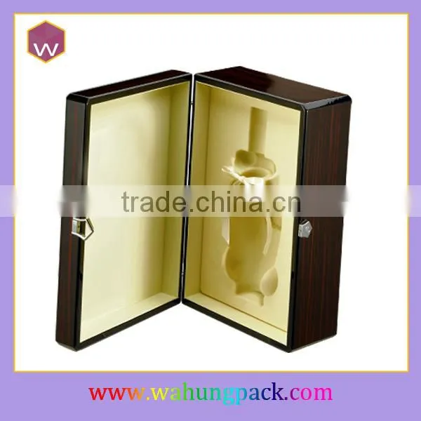 Luxury MDF Single Bottle Wine Box /Custom Design Wood Wine Gift Package Box