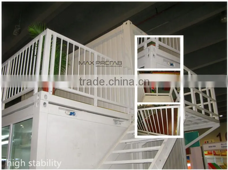 2 storey Luxury prefab movable Glass Container House for sale