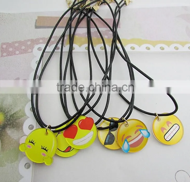 Wholesale IN STOCK 2016 New Emoji Smile Leather Necklace for Best Friends