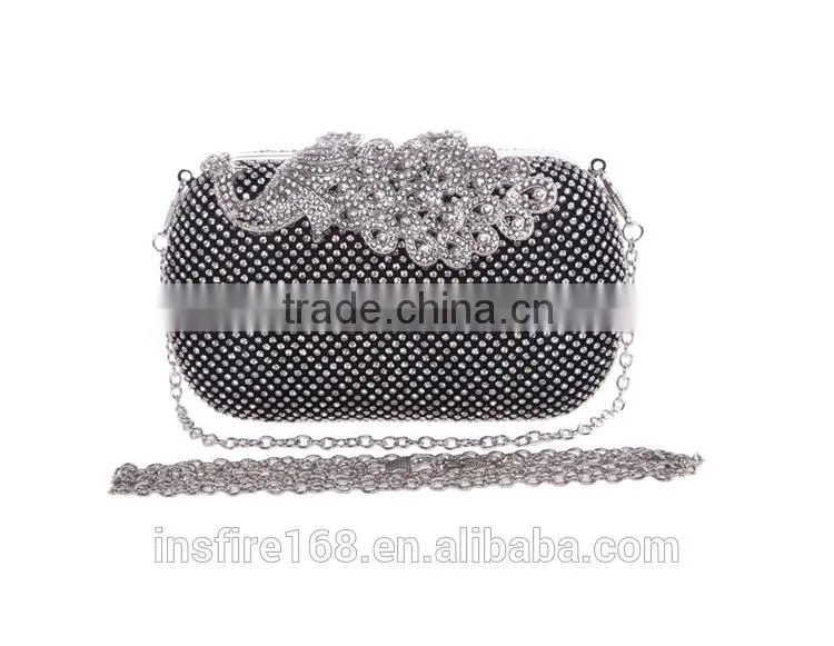 Fashion ladies handbags crystal rhinestone evening bag class peacock evening bag
