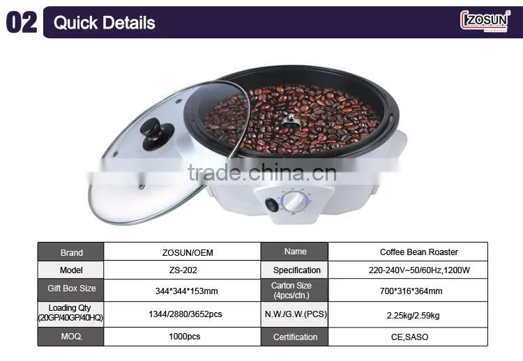 ZS-202 Price Coffee Roaster With COC Approval