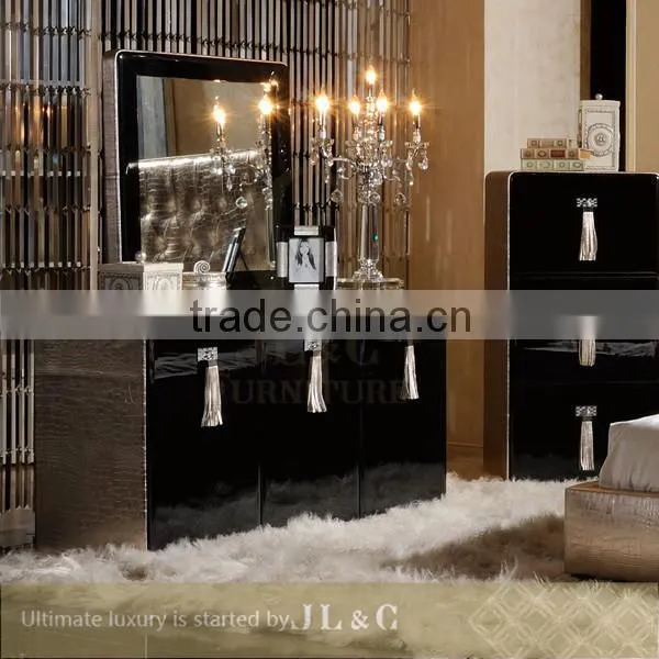 JM17-01 Crocodile Silver Leather Mirror for Luxury Bedroom Sets-JLC Luxury Home Furniture