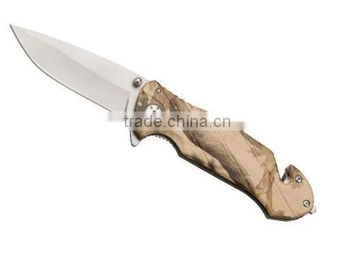 Tan Folding Knife camo handle knife matt finished blade