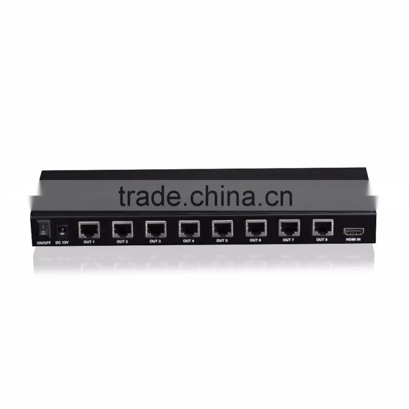 HDMI splitter 1 in 8 out hdmi splitter 1x8 by Cat5e/ cat 6 cable UTP support 3D max up to 50m support 1080p for hot video player