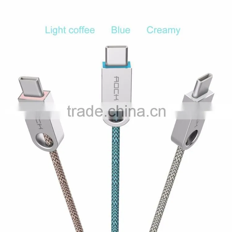 ROCK Cobblestone Type C Round Cable for Huawei xiaomi meizu 2.0A type C to USB Charging nylon metal cables