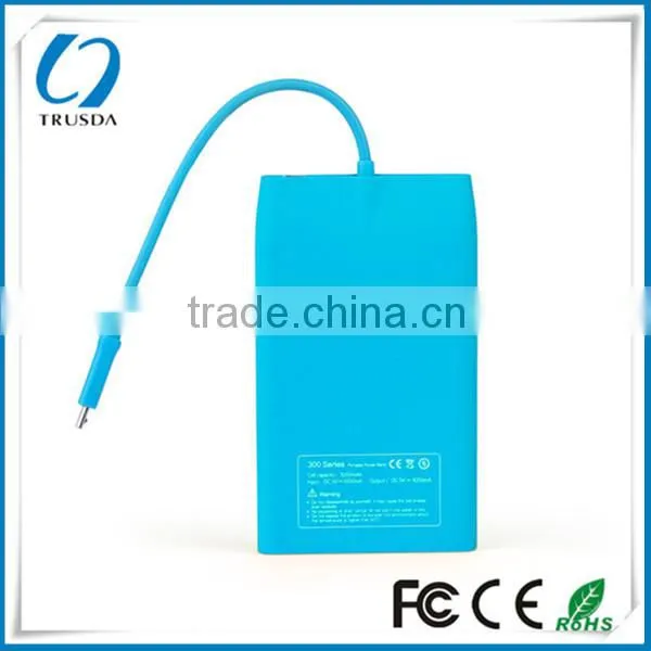 Hot new Li polymer embedded micro cable handphone power bank