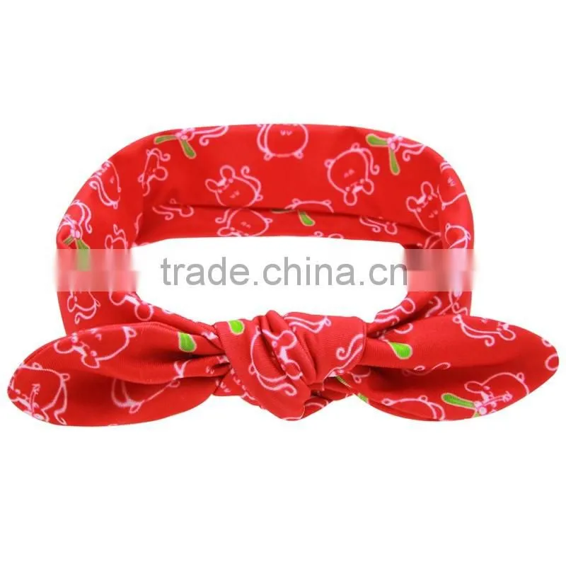 adjustable elastic headbands with bow -knitted bow headwraps -wholesale rabbit ear Christmas headband