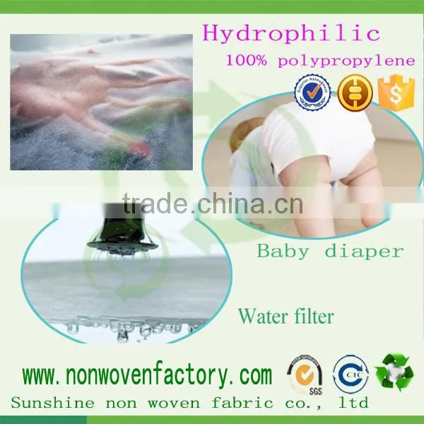 hydrophilic nonwoven polypropylene production, comfortable soft, the most suitable material for diaperspoly100% of propylene
