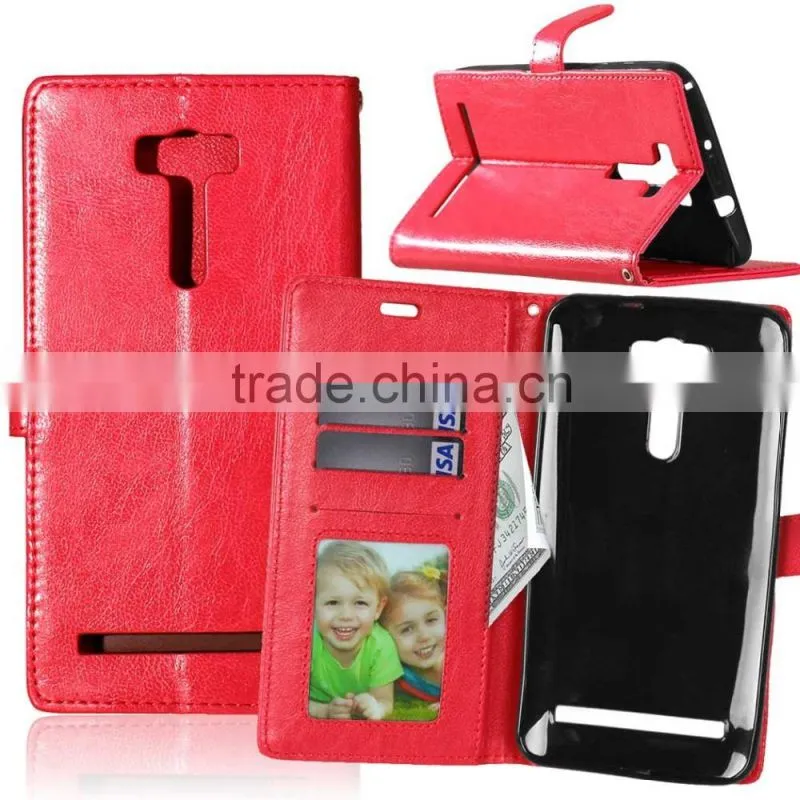 Hot sale PU Leather Mobile Phone Flip Wallet Kickstand Case for ASUS Zenfone 2 Laser ZE601KL 6.0