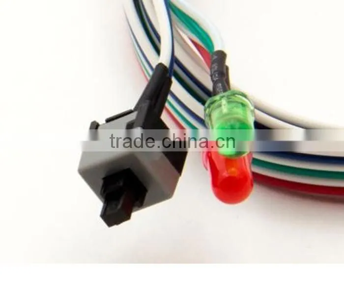 New ATX PC Computer Motherboard Case Power Switch On/Off Reset Two 2 Leds Cable