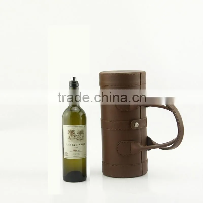 Brown new design PU leather wine bag