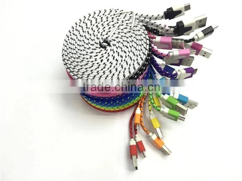 Mobile phone accessory micro data cable colorful weave usb cable