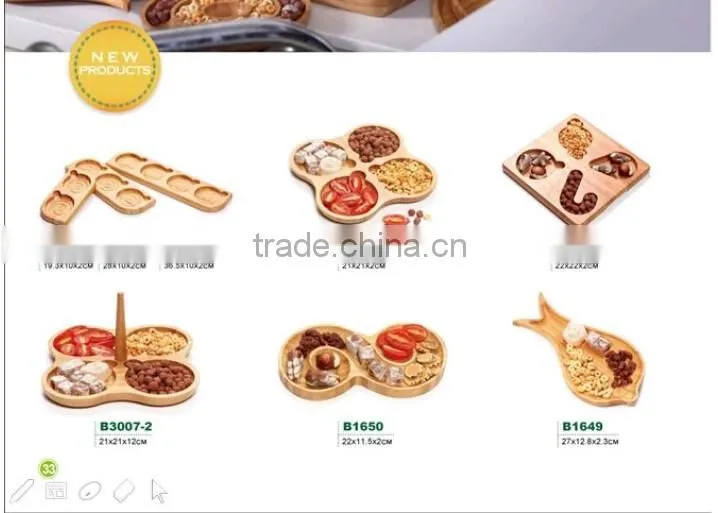 Best selling bamboo food storage tray 3 compartment food tray