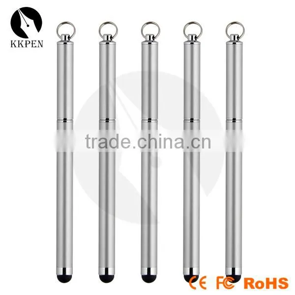 KKPEN stylus pen metal siver fashionable 2 in 1 ball pen with swinging ring