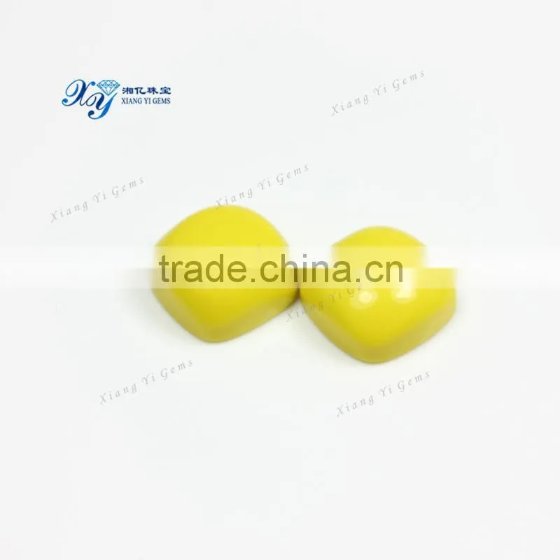Xiang Yi Brand Synthetic Turquoise 8x8mm Yellow Turquoise for Jewelry Square Cut Synthetic Gemstone