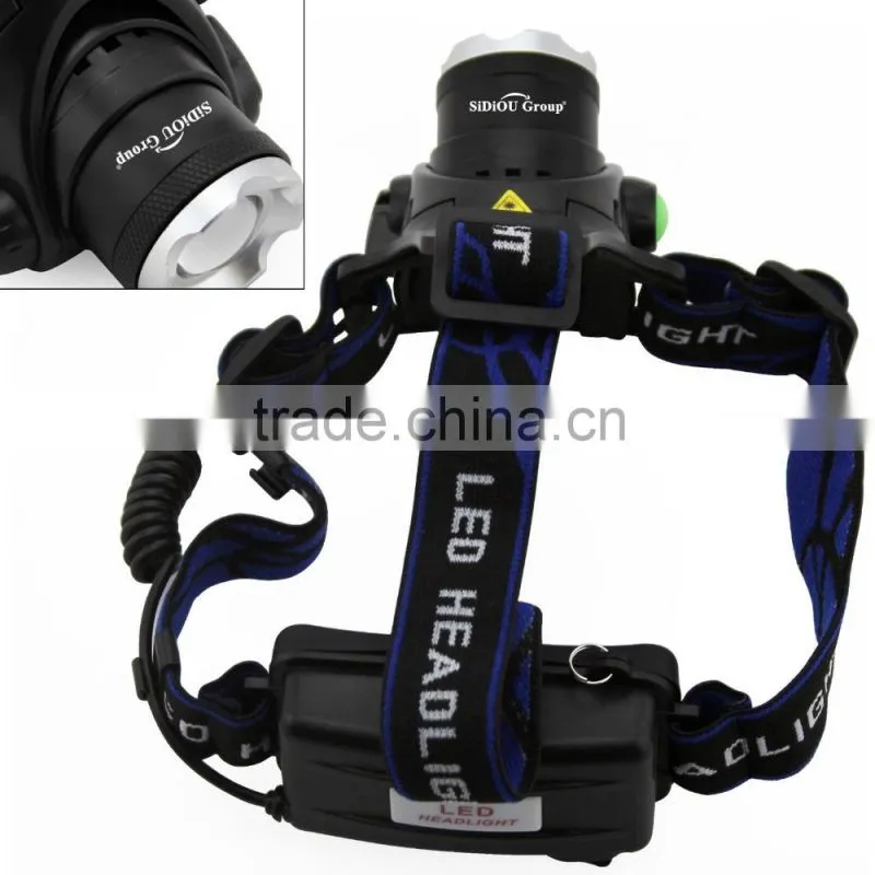 Sidiou Group 1800Lm XM-L T6 10W Focus LED Headlamp Light with 2 X 3.7V 3000mAh 18650 Rechargeable Battery and Battery Charger