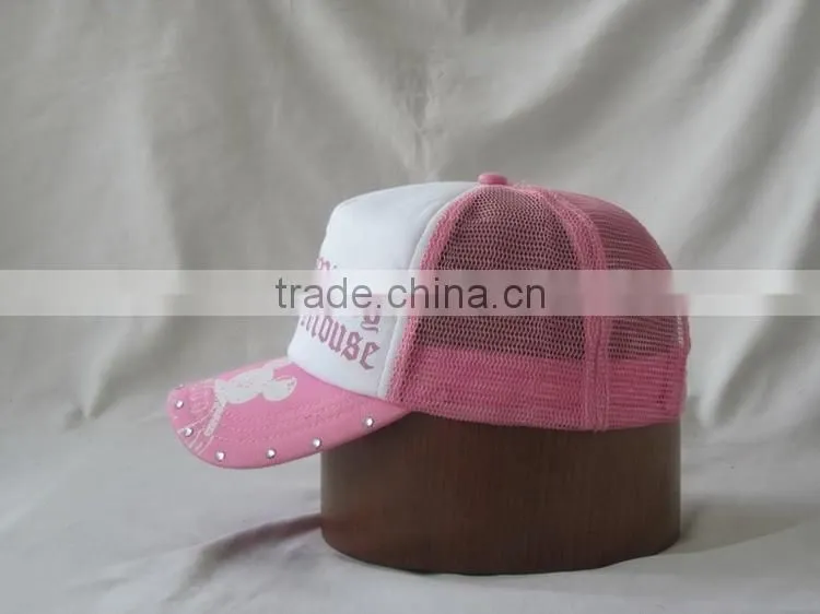 5-panel plastic pink cap nail baseball cap