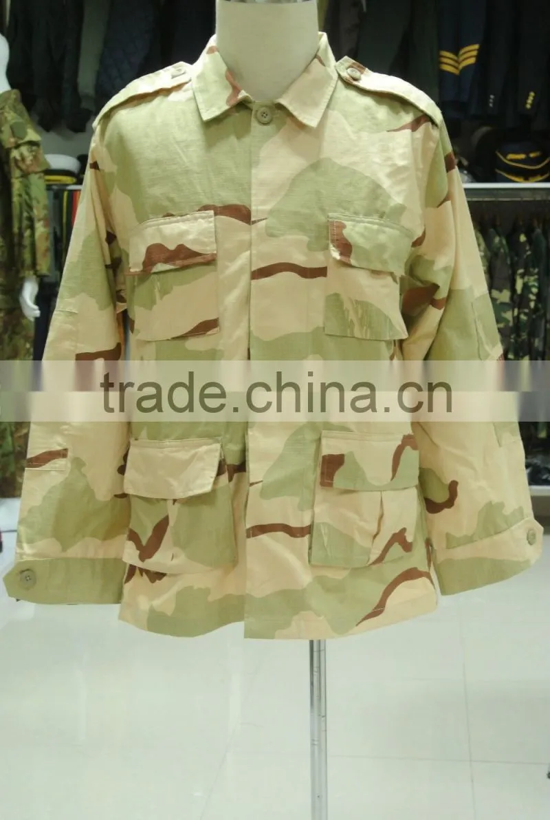 Custom made 60% cotton 40% polyester ripstop yellow tone desert camouflage USA army Battle dress uniform