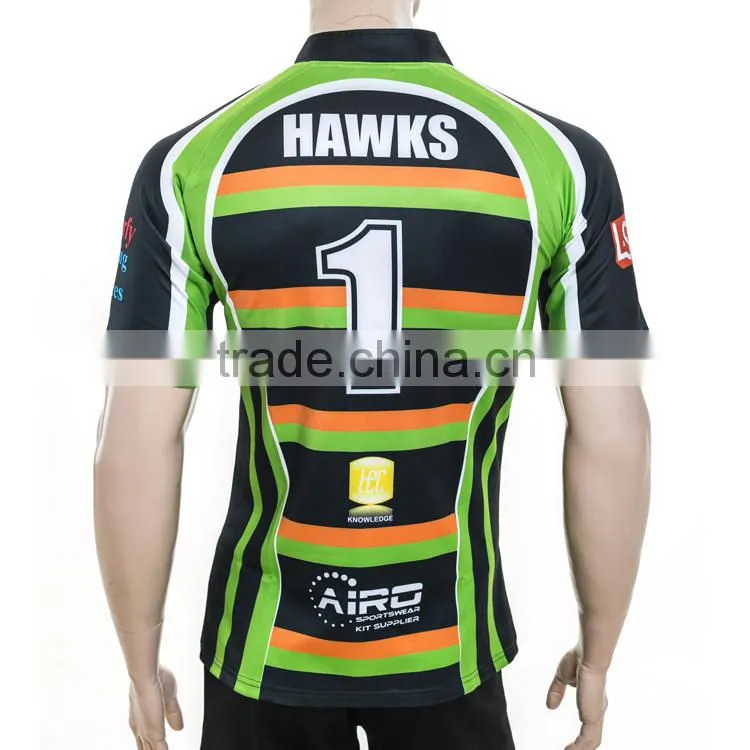 Cheap Wholesale Plain Custom Make Green Rugby Jersey Shirt Youth