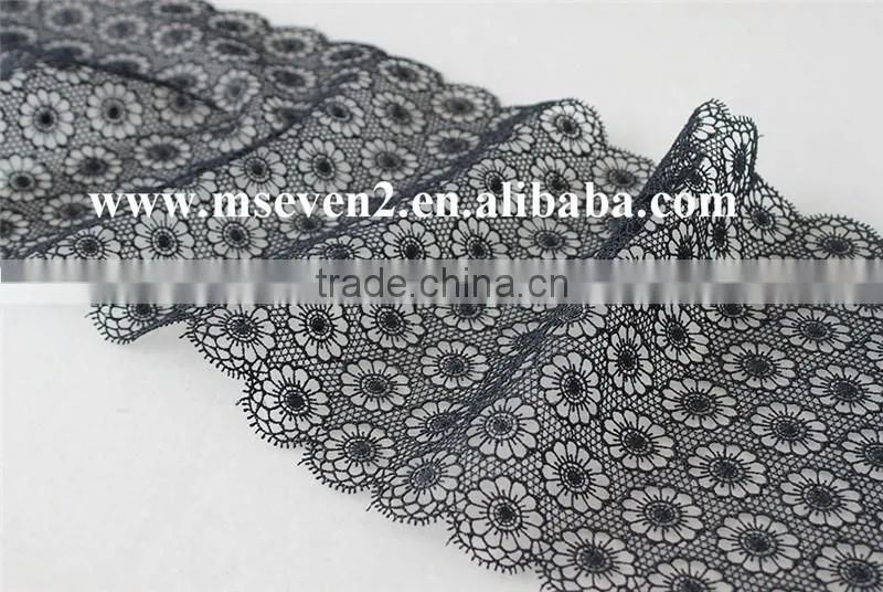 new black color lace design 2016 embroidery scallop shape lace trim austrian embroidery designs flower lace in 17cm