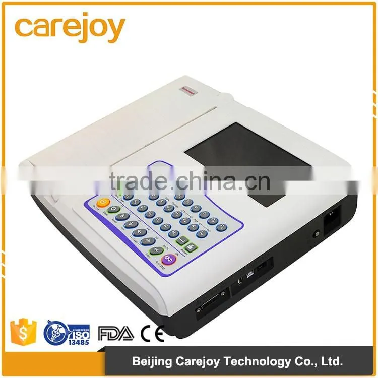 CE&ISO OEM service white 7 inch color screen 3 channel ekg machine portable