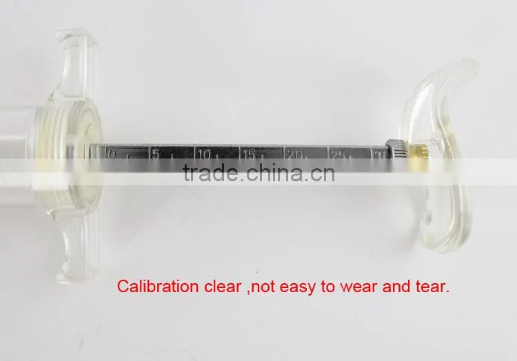 Calibration clear,not easy to wear and tear plastic steel veterinary injector