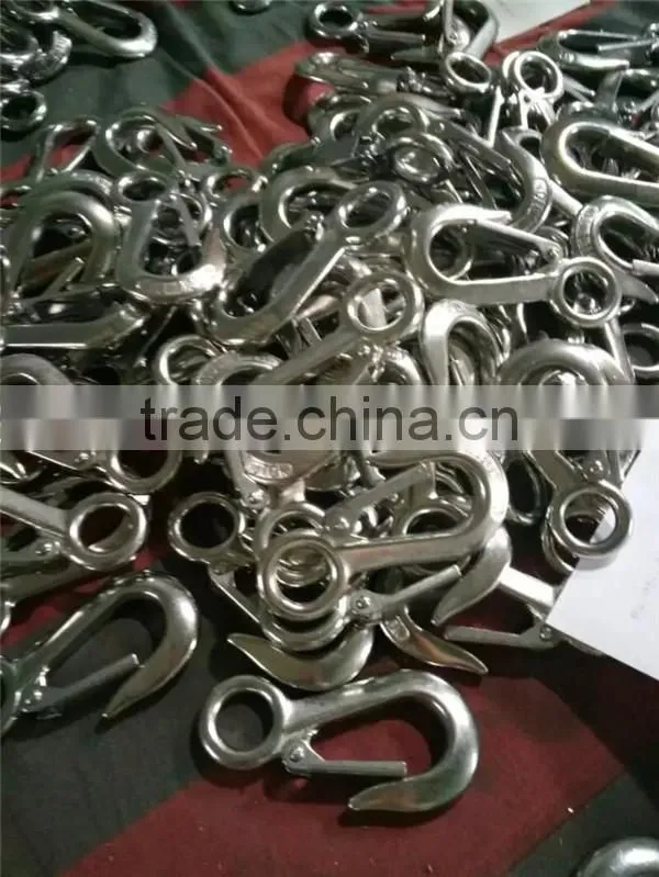 Stainless ss304 cargo lifting hanging self lock Hook sus316/304 with latch