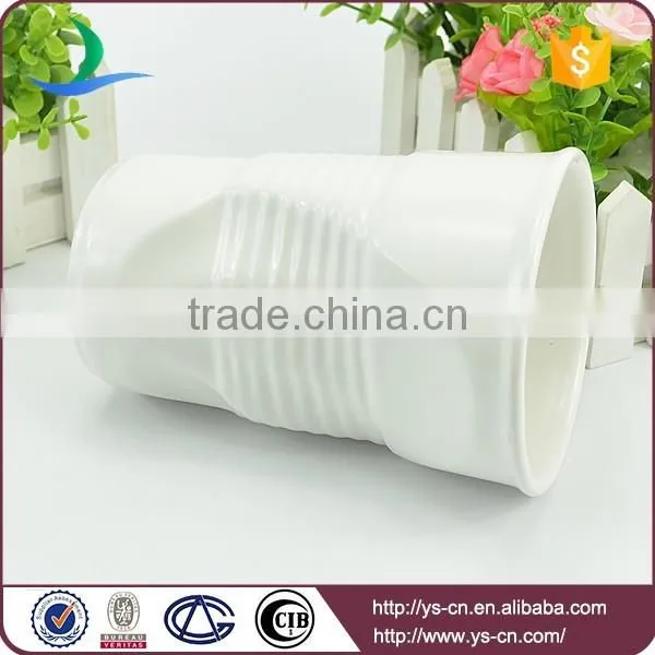 Creative white ceramic big drinking cups folding mug matte