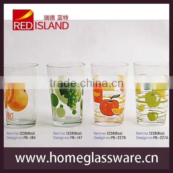 8oz decal fruit juice glass cups