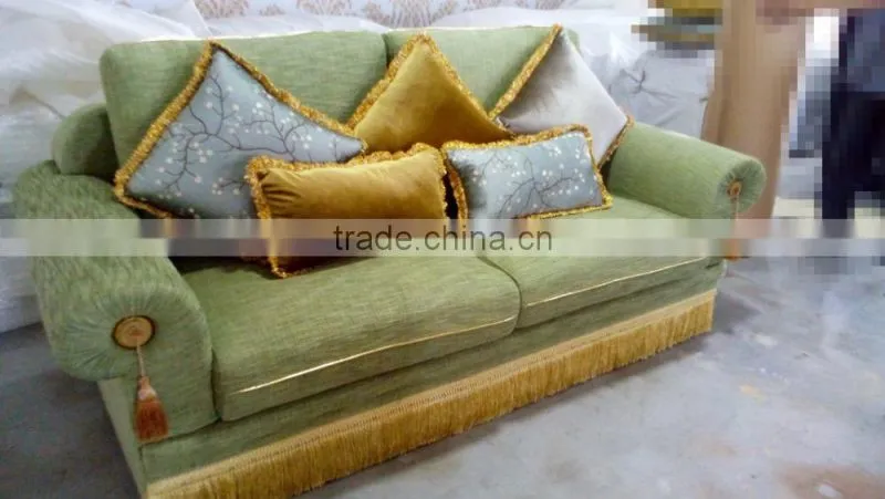 Elegant Green Upholstery Sofa, Classic Wooden Three Seater Sofa Couch, Comfort Living Room Chesterfield Sofa