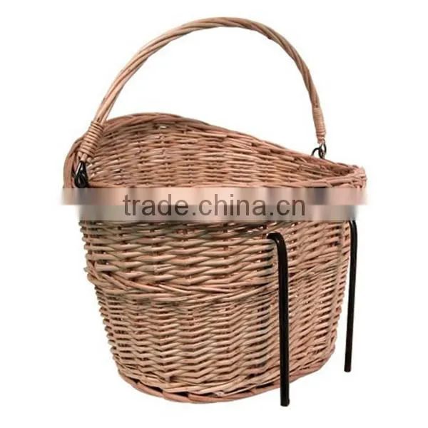100%Handmade cheap big wicker shopping bicycle basket wicker front bike bicycle basket with hook