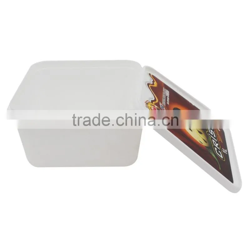 IML Plastic 1L Ice Cream Container Packaging Suppliers,Clear Square Plastic Containers with Lids