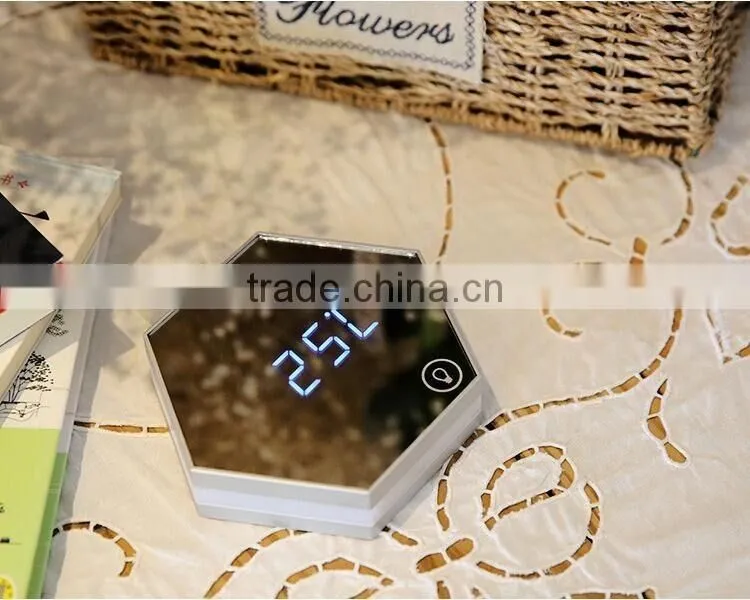 Latest Arrival Digital Alarm Clock With Make-up Mirror LED Night Light Digital Thermometer Multifunctional Wall Desk Clock