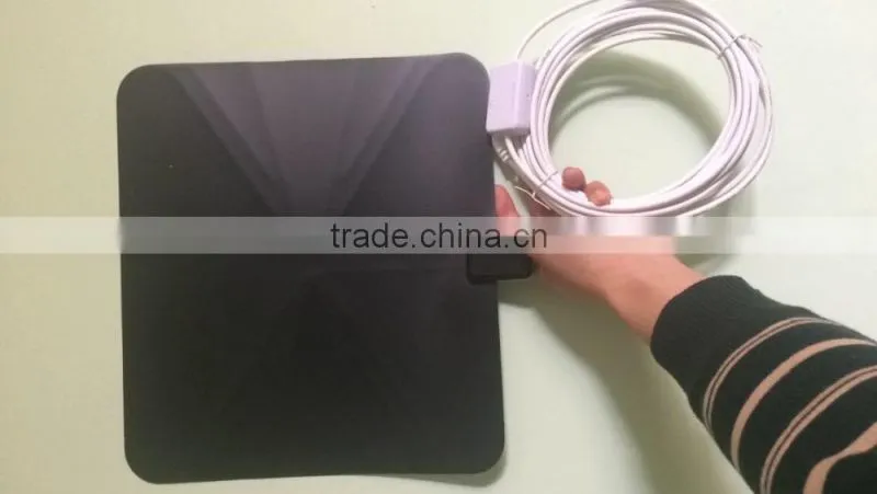 Digital Indoor TV Antenna With Amplifier Flat High Gain DVB-T/T2 VHF/UHF Amplified TV Antenna 50 Miles Range