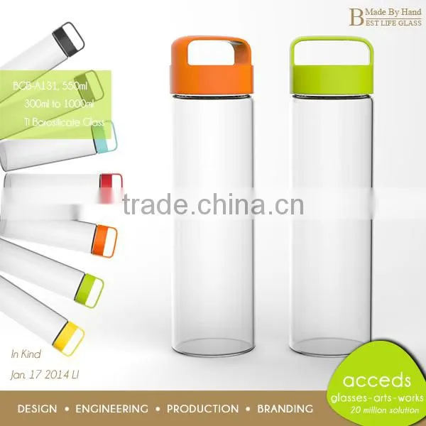 Heat Resistant Healthy Glass Colored Drink Bottle
