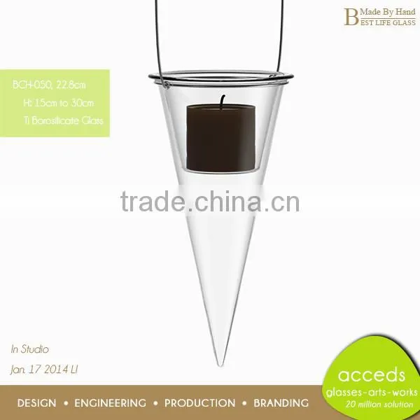 Wholesale Custom Borosilicate Glass Standing Chandelier Candle Holders