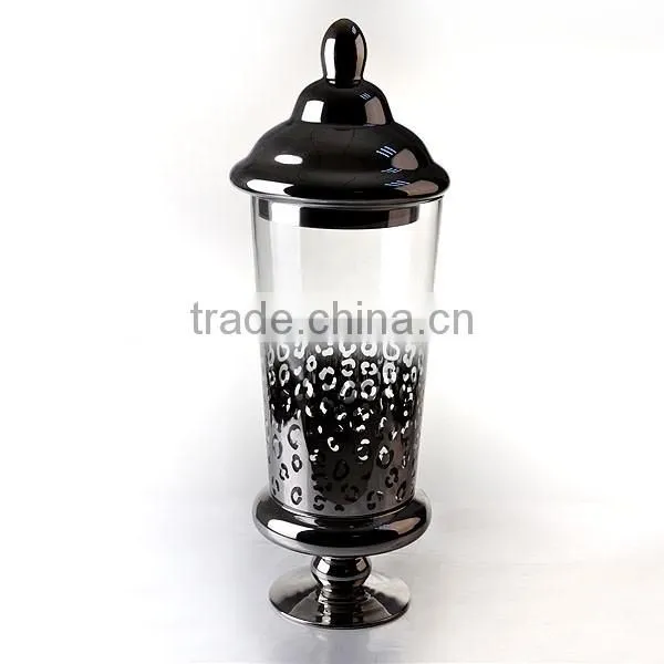 Leopard Apothecary Glass Bottle, Art Glass Decorative Apothecary Jar