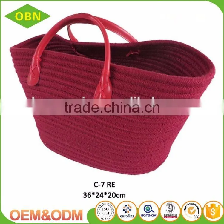 Wholesale custom high-end summer bag colorful Cool Cotton rope beach handbag basket bag