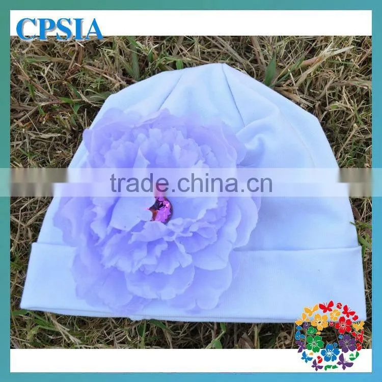 Wholesale organic cotton beanies with daisy flower for infant and toddle