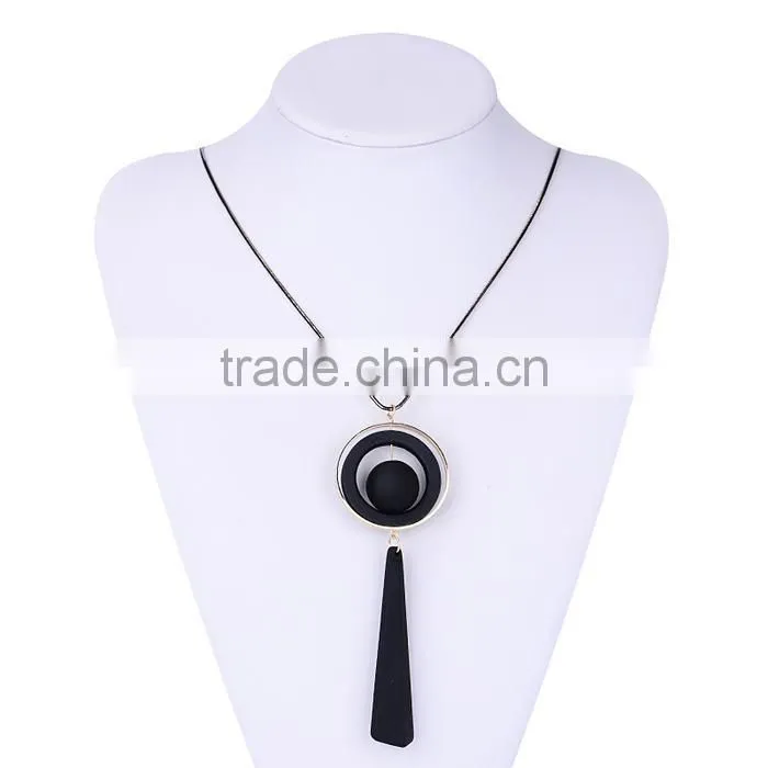 chunky bead ball wood hoop gold hoop rubber strip pendant necklace long geometric necklace