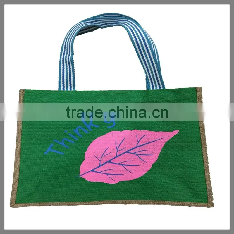 Christmas fashion tote bag made by jute fabric recycling