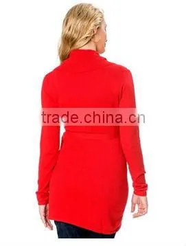 Wholesale Warm Cowl Neck Long Sleeve Sash Belt Maternity Sweater