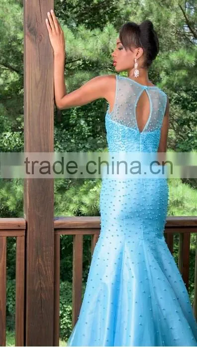 three color satin off shoulder long beaded evening dress 2015