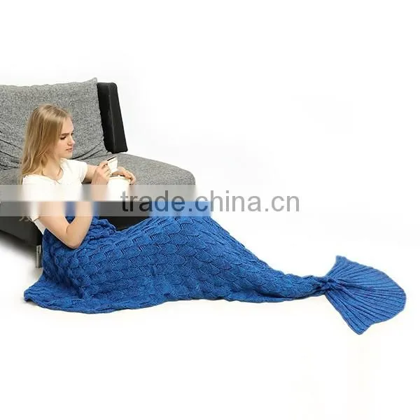 Soft Acrylic Adult Kids Mermaid Tail Blanket With Scale