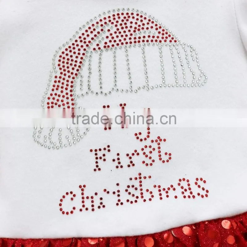Latest design Hot sale summer dress 2017 wholesale cotton clothing sequin kids short sleeve red baby christmas dress for girl
