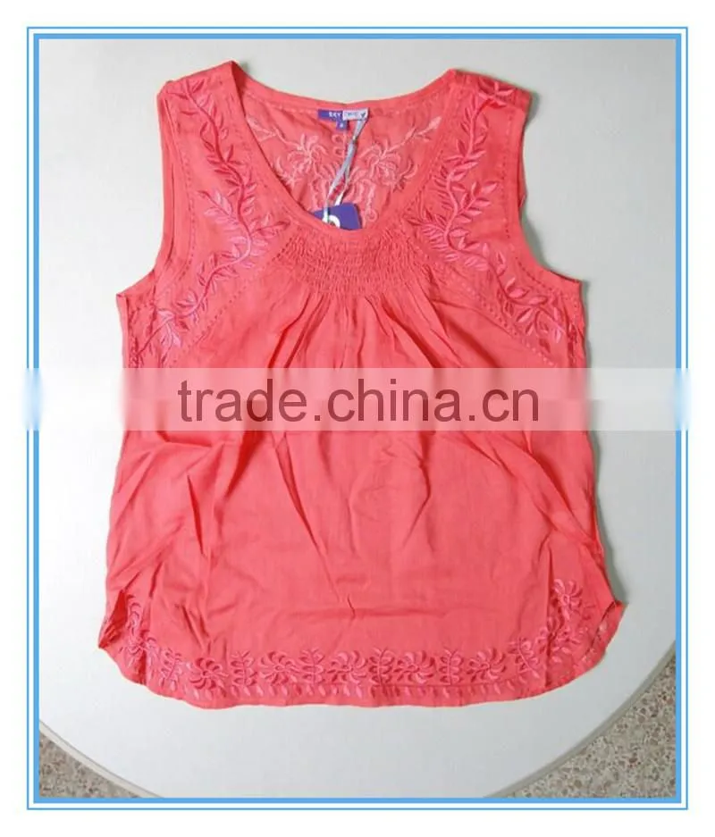 2016 New Design Embroidery Women Tank Tops Wholesale